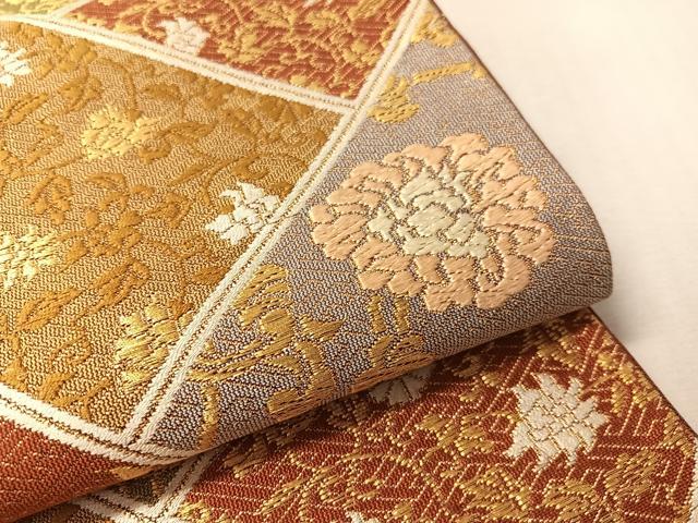 平和屋着物●六通柄袋帯 唐織 桧垣更紗文 金糸 正絹 逸品 CABM8895vp