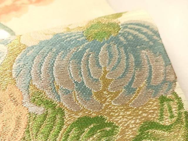 平和屋着物●アンティーク 大正ロマン 両面 全通柄袋帯 乱菊 金銀糸 正絹 逸品 未使用 CABM8909vp