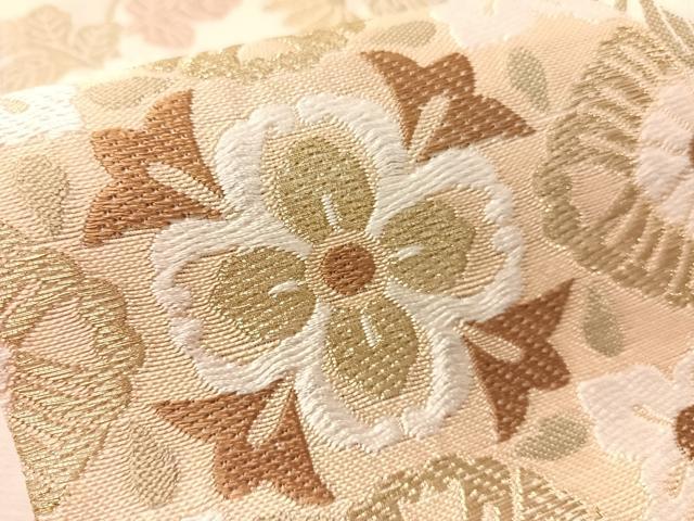 平和屋着物▽六通柄袋帯 スリーシーズン 春夏秋 唐織 手織 草花丸文 金銀糸 正絹 逸品 未使用 CABM8922vp