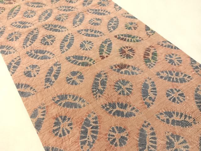 平和屋着物●全通柄 京袋帯 紬地 絞り 七宝文 正絹 逸品 CABM8924vp