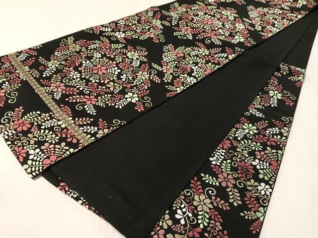 平和屋着物●六通柄 本袋帯 唐織 都錦 黒地 金糸 三越扱い 正絹 逸品 CABM8950vp