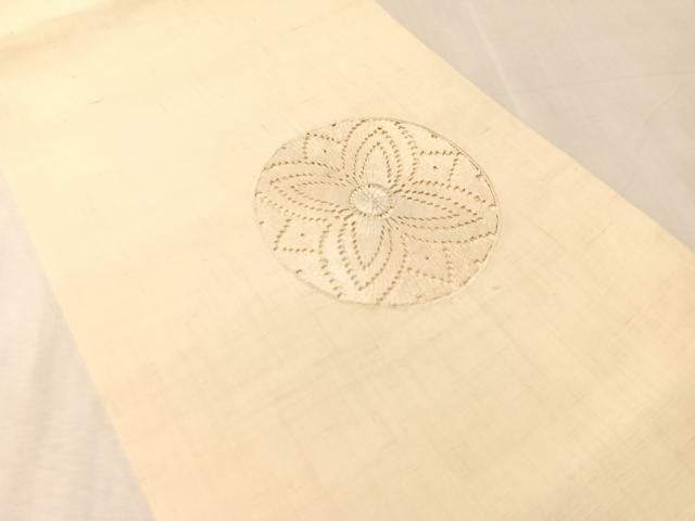 平和屋着物●九寸開き名古屋帯 紬地 ドロンワーク 花丸文 正絹 逸品 CABM9082vp