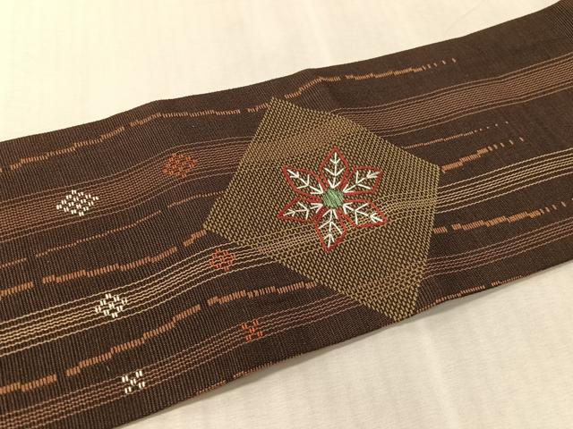 平和屋着物●九寸名古屋帯 紬地 刺繍 色紙瓢箪花文 正絹 逸品 CABM9087vp