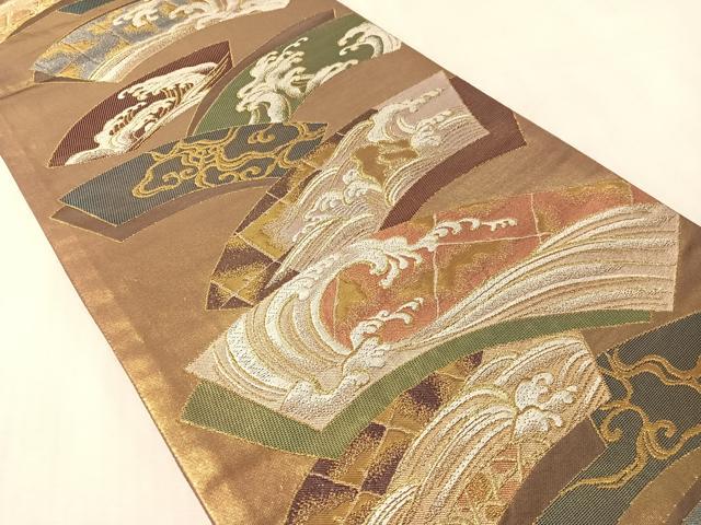 平和屋着物●西陣河村織物謹製・手織り 六通柄袋帯 手織 流競彩文 金糸 引箔 正絹 逸品 CABM9114vp