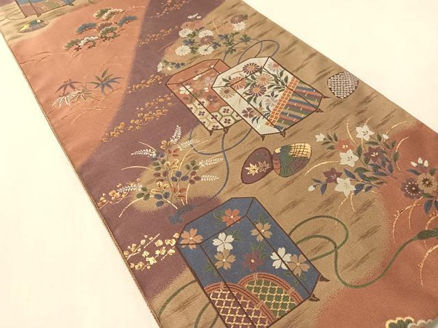 平和屋着物●西陣 京の名門 じゅらく謹製 ファッションデザイナー 花井幸子 六通柄袋帯 紹巴 金糸 証紙付 上代33万逸品 未使用 CABM9118vp