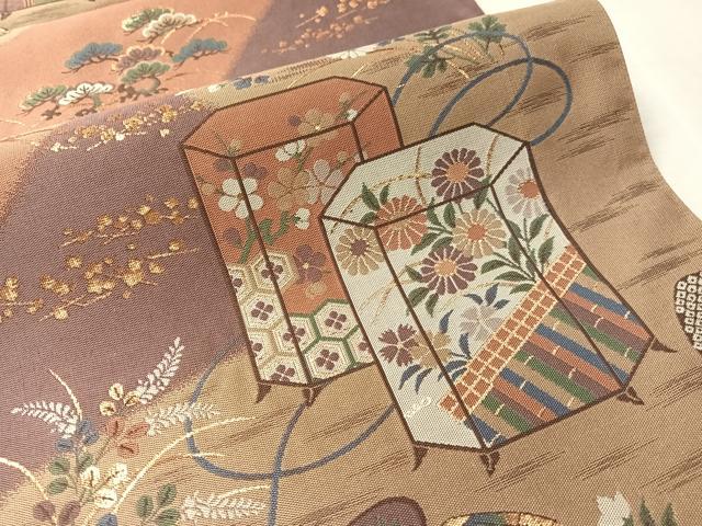 平和屋着物●西陣 京の名門 じゅらく謹製 ファッションデザイナー 花井幸子 六通柄袋帯 紹巴 金糸 証紙付 上代33万逸品 未使用 CABM9118vp
