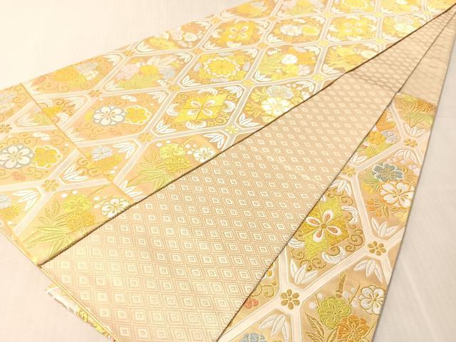 平和屋着物●六通柄袋帯 唐織 花唐草吉祥文 金糸 正絹 逸品 CABM9120vp
