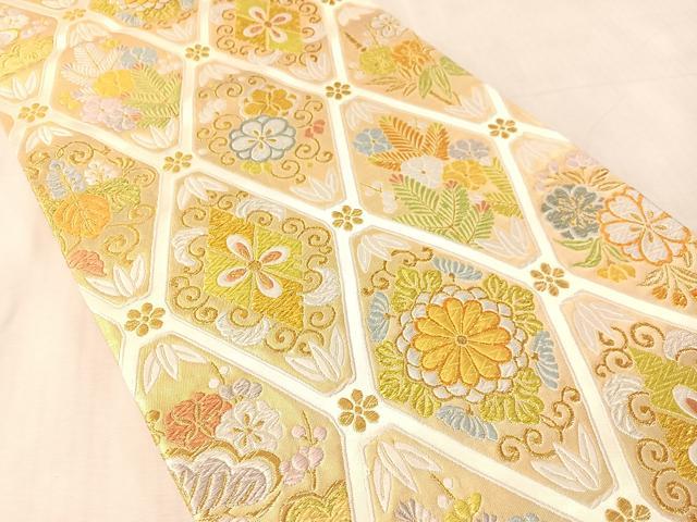 平和屋着物●六通柄袋帯 唐織 花唐草吉祥文 金糸 正絹 逸品 CABM9120vp