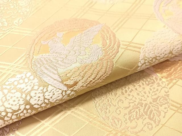 平和屋着物●六通柄袋帯 唐織 吉祥文様 菱吉祥丸紋 金糸 正絹 逸品 CABM9123vp