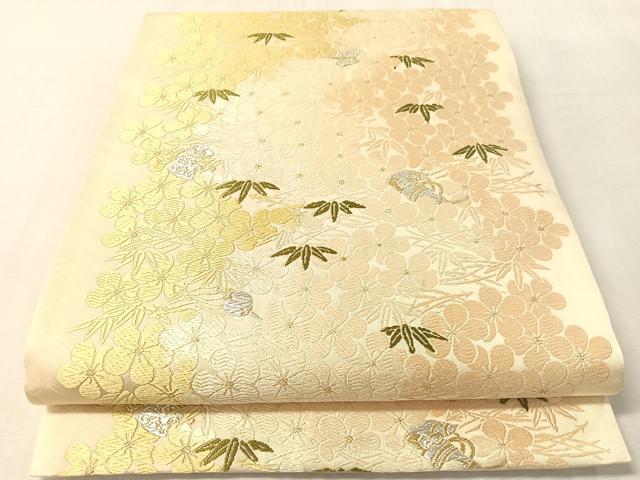 平和屋着物●全通柄袋帯 唐織 松竹梅宝尽くし 金銀糸 正絹 逸品 CABM9127vp