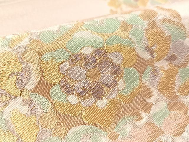 平和屋着物●西陣 服部織物謹製 六通柄袋帯 正倉院花文 金銀糸 正絹 逸品 CABM9155vp