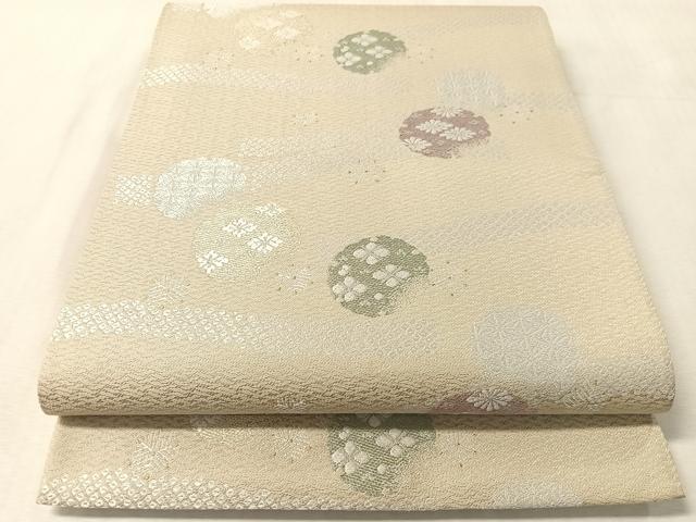 平和屋着物●六通柄袋帯 小袖雪輪文 金糸 正絹 逸品 CABM9170vp