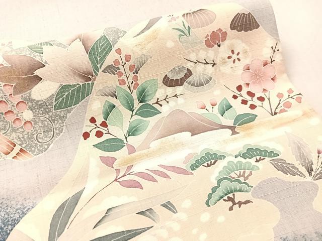 平和屋着物●太鼓柄袋帯 作家物 築地 重ね山花文 金彩 正絹 逸品 CABM9171vp