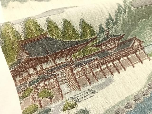 平和屋着物●全通柄袋帯 紬地 京名所風景文 正絹 逸品 CABM9173vp