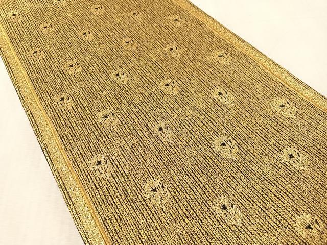 平和屋着物●西陣 長嶋成織物 ながしま帯 両面 全通柄袋帯 吉祥間道 金糸 正絹 逸品 未使用 CABM9187vp