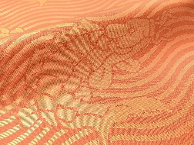 平和屋着物●織物一筋名門 織悦 全通柄 本袋帯 荒磯 金糸 正絹 逸品 CABM9190vp