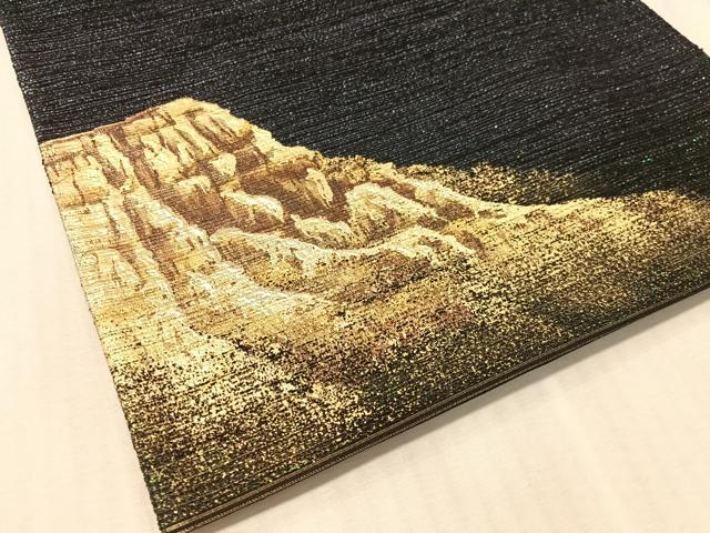 平和屋着物●太鼓柄袋帯 グランドキャニオン ラメ糸 黒地 金彩 正絹 逸品 未使用 CABM9199vp