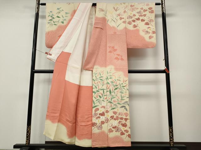 平和屋着物●人間国宝・羽田登喜男 訪問着 草花文 正絹 逸品 CABM9201ut