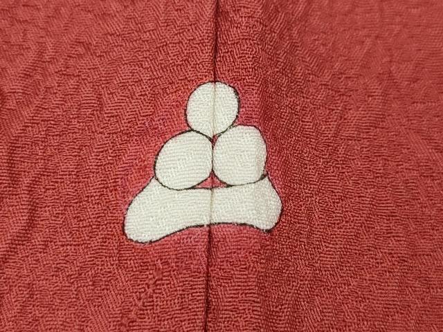 平和屋着物●上質な色無地 作家物 万雄堅牢染 吉祥地紋 臙脂色 証紙付き 正絹 逸品 CABM9204ut