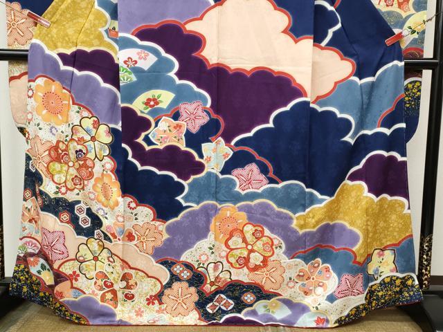平和屋着物●豪華振袖 雲重ね花文 金彩 正絹 逸品 未使用 CABM9220ut