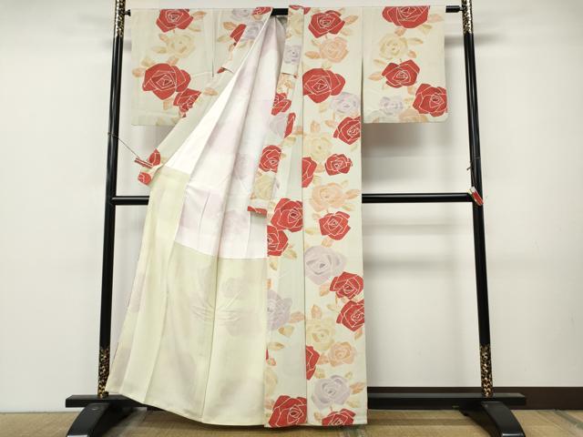 平和屋着物●上質な小紋 薔薇 正絹 逸品 CABM9224ut