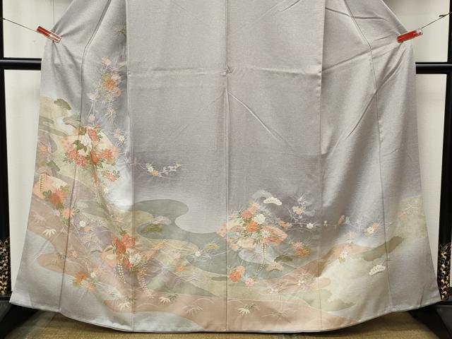 平和屋着物●訪問着 絞り エ霞地紙花文 暈し染め 金彩 正絹 逸品 CABM9234ut