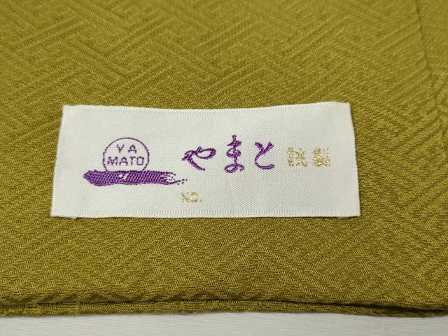 平和屋着物●上質な色無地 舞花地紋 菜種油色 やまと誂製 正絹 逸品 CABM9244ut