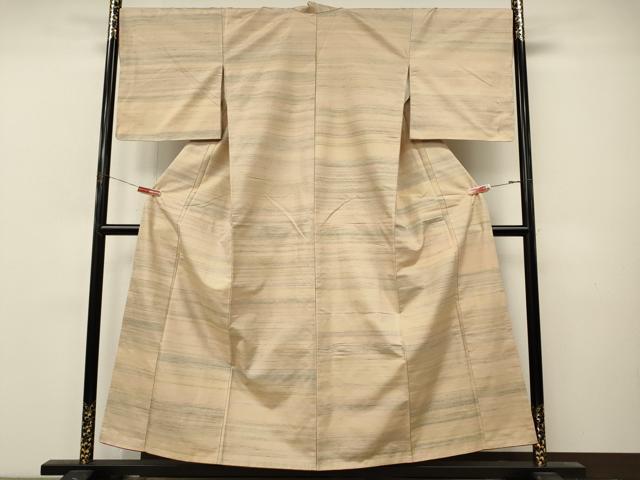 平和屋着物●紅花紬 米沢 横段霞文 正絹 逸品 未使用 CABM9248ut