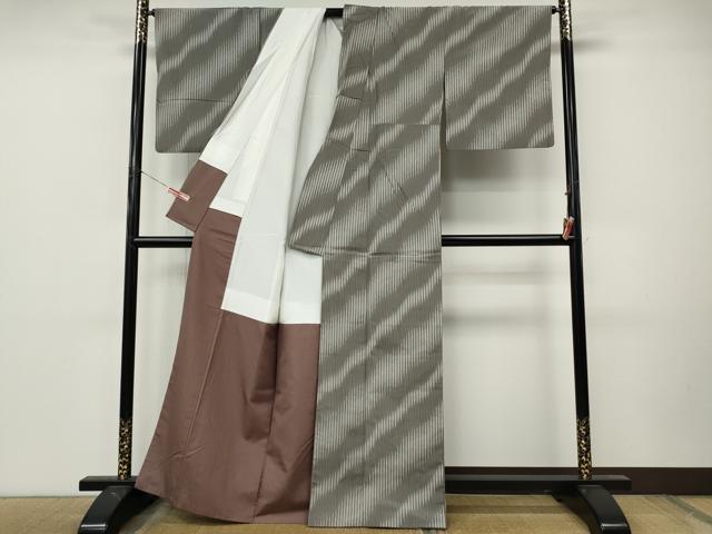 平和屋着物●上質な紬 斜線文 正絹 逸品 CABM9250ut