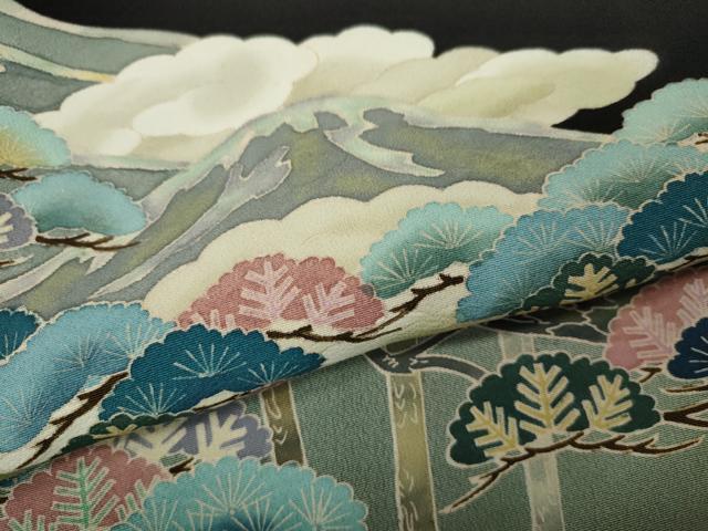 平和屋着物●豪華黒留袖 作家物 草木 加賀五彩 遠山松文 正絹 逸品 CABM9254ut
