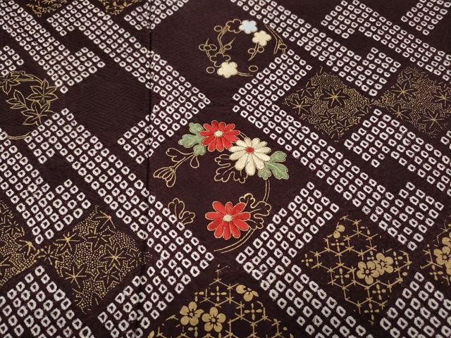 平和屋着物▼訪問着 絞り 刺繍 草花文 金彩 正絹 逸品 CABM9258ut