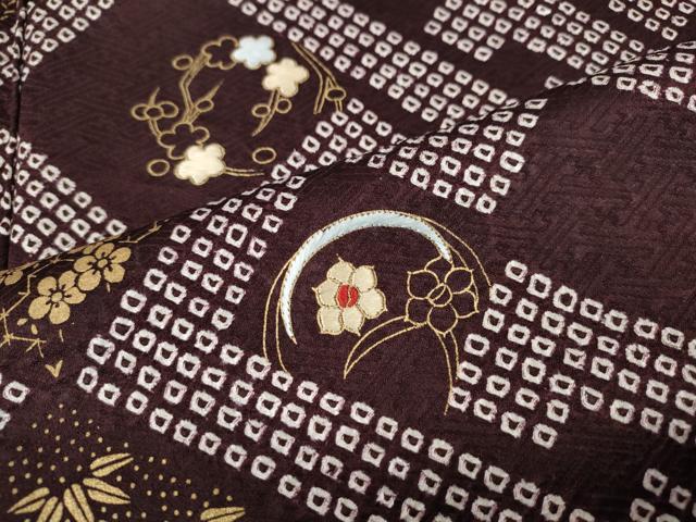 平和屋着物▼訪問着 絞り 刺繍 草花文 金彩 正絹 逸品 CABM9258ut