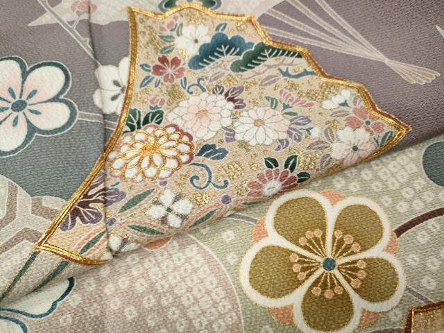 平和屋着物●訪問着 駒刺繍 扇面草花文 暈し染め 金彩 正絹 逸品 CABM9259ut