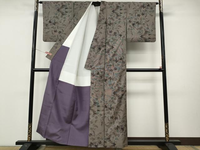 平和屋着物●本場大島紬 9マルキ 葡萄蔦の葉文 正絹 逸品 CABM9260ut