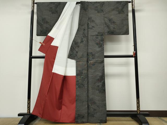 平和屋着物●本場大島紬 9マルキ 風景草木文 正絹 逸品 CABM9274ut