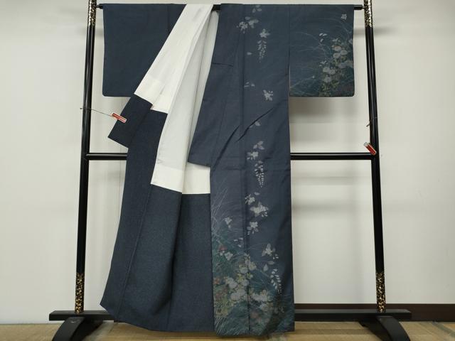 平和屋着物●訪問着 本場縞大島紬 草花文 ますいわ屋扱い 正絹 逸品 CABM9282ut