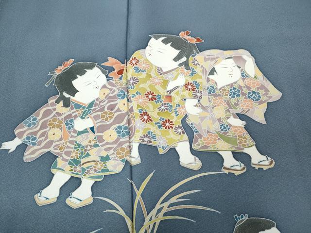 平和屋着物●訪問着 友禅 童子遊び 草花文 正絹 逸品 CABM9287ut