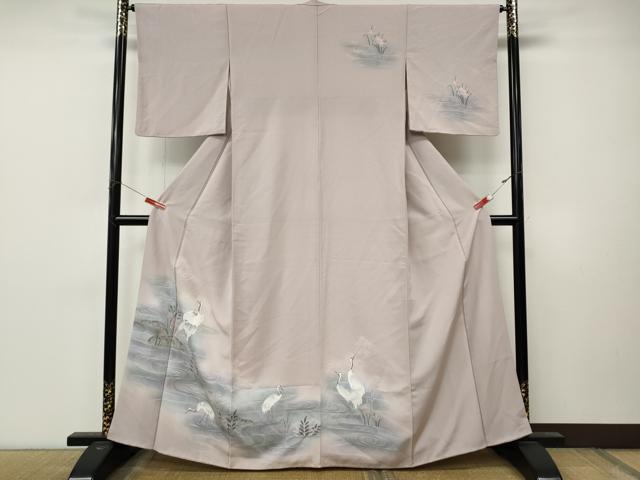 平和屋着物▼訪問着 流水鶴花文 暈し染め 正絹 逸品 CABM9293ut