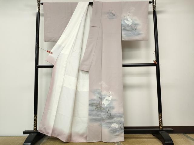 平和屋着物▼訪問着 流水鶴花文 暈し染め 正絹 逸品 CABM9293ut