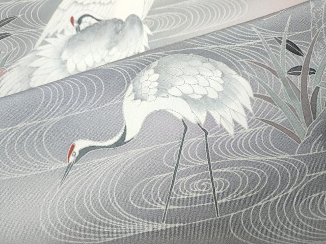 平和屋着物▼訪問着 流水鶴花文 暈し染め 正絹 逸品 CABM9293ut