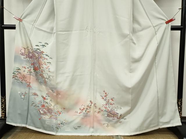 平和屋着物●訪問着 几帳陶器花文 暈し染め 金彩 正絹 逸品 未使用 CABM9301ut