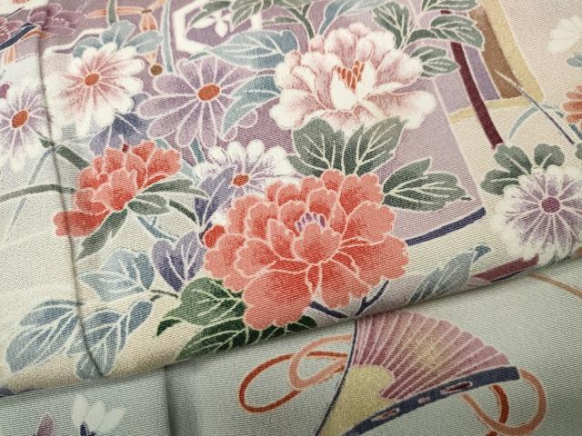 平和屋着物●訪問着 几帳陶器花文 暈し染め 金彩 正絹 逸品 未使用 CABM9301ut