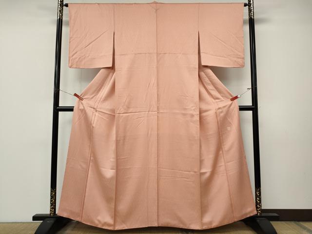 平和屋着物●上質な色無地 作家物 草花地紋 一斤染色 正絹 逸品 CABM9306ut