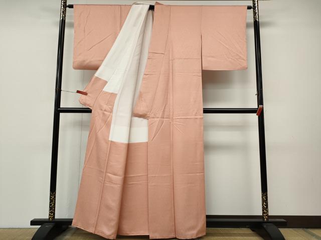 平和屋着物●上質な色無地 作家物 草花地紋 一斤染色 正絹 逸品 CABM9306ut