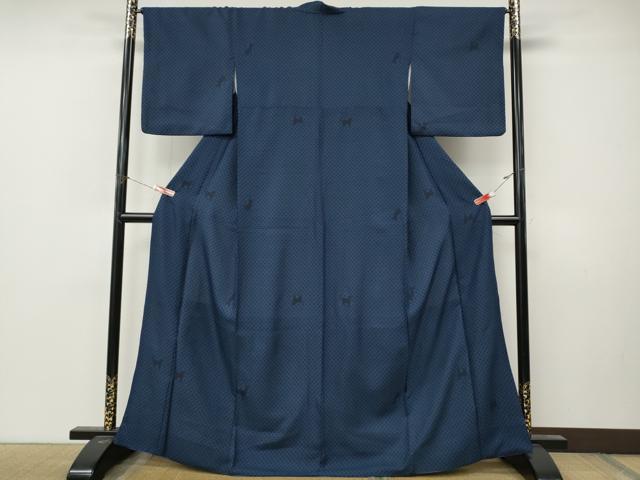 平和屋着物●小紋 猫 洗える着物 CABM9309ut