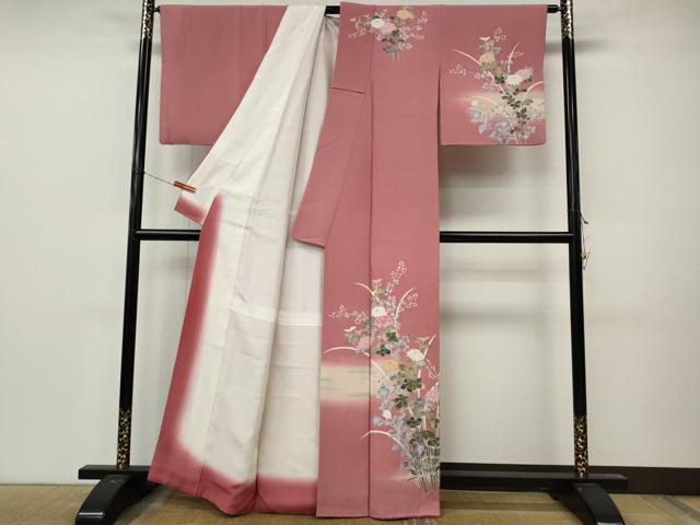 平和屋着物●訪問着 友禅 作家物 草花文 暈し染め 正絹 逸品 CABM9314ut