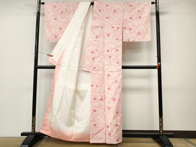 平和屋着物●上質な小紋 紬地 薔薇 ろうけつ染め 正絹 逸品 CABM9315ut