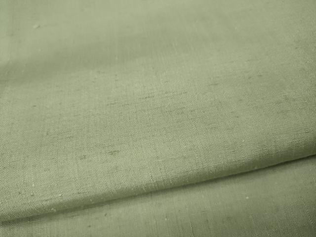 平和屋着物●結城紬 色無地 山葵色 ロング丈 正絹 逸品 CABM9317ut
