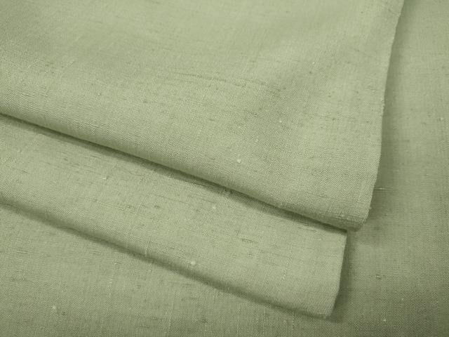 平和屋着物●結城紬 色無地 山葵色 ロング丈 正絹 逸品 CABM9317ut