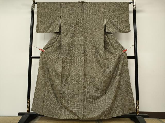 平和屋着物●上質な小紋 紬地 七宝花文 正絹 逸品 CABM9318ut